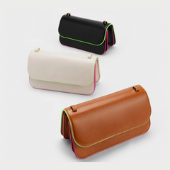 Neon Color Trimmed Crossbody Bag - White