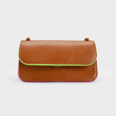 Neon Color Trimmed Crossbody Bag - Tan