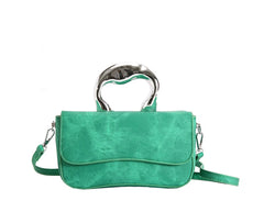 Metal Drip Handle Crossbody Bag - Green