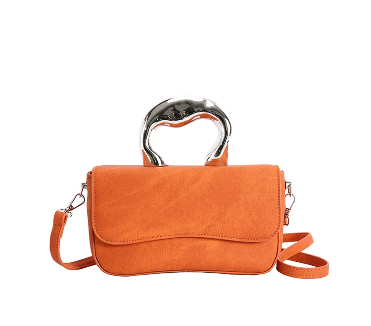 Metal Drip Handle Crossbody Bag - Orange