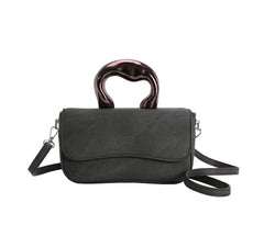 Metal Drip Handle Crossbody Bag - Black