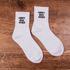 I Don't Give A Fuck Crew Socks - White