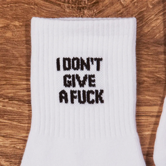 I Don't Give A Fuck Crew Socks - White