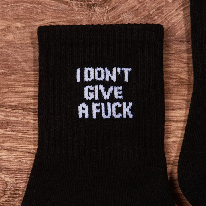 I Don't Give A Fuck Crew Socks - Black