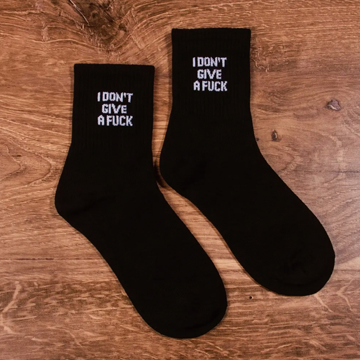 I Don't Give A Fuck Crew Socks - Black