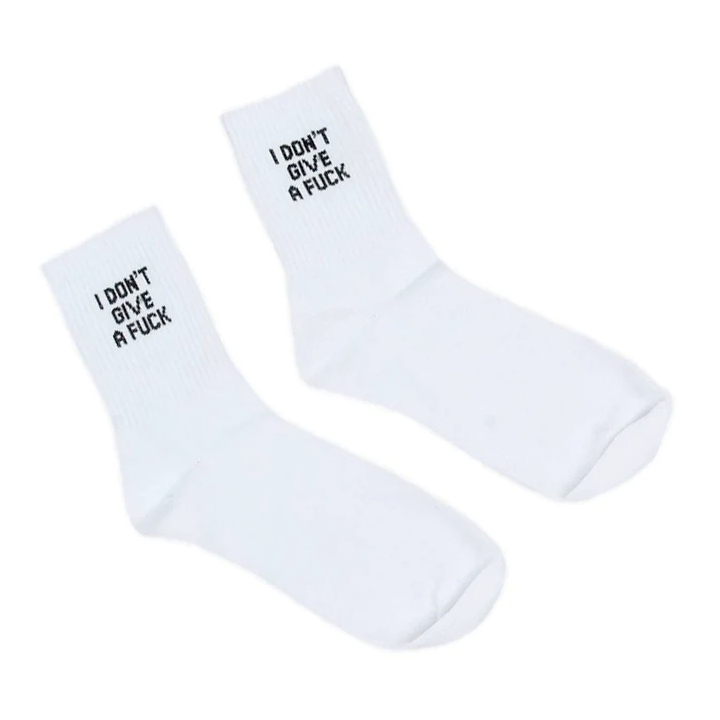 I Don't Give A Fuck Crew Socks - White