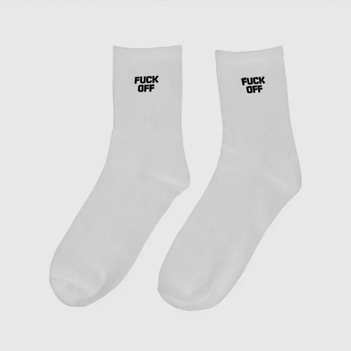 Fuck Off Crew Socks - White